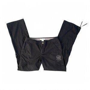 Vintage Black Cargo Pants With embroidery